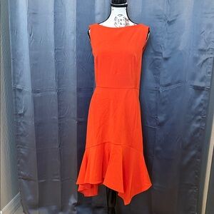 Donna Karan Asymmetrical Orange Dress